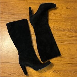 Chic Black Suede Heeled Boots for Women